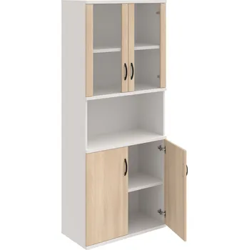 Policová skříň S 5 80 07 – Skříň policová dvéřová 192 × 80 cm - Akát , Bílá , UCO – černá