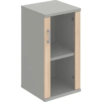 Policová skříň S 2 40 02 P – Skříň policová dvéřová 76,8 × 40 cm - Akát , Šedá , USH – hranatá