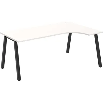 Psací stůl UE A 1800 L – Stůl ergo 180 × 120 cm, levý - Bílá , Černý kov
