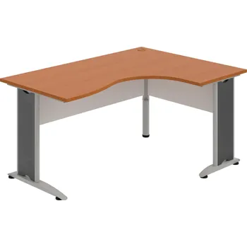 Psací stůl CE 2005 L – Stůl ergo levý 160 × 120 cm - Třešeň , Bílá , Šedý kov