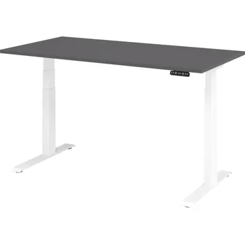 Jednací stůl Výškově nastavitelný psací stůl, elektrický, paměťový spínač, C-noha, 1600 x 800 mm, grafit/bílý