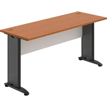 Psací stůl CE 1600 – Stůl pracovní rovný 160 cm, hl. 60 cm - Třešeň , Bílá , Černý kov