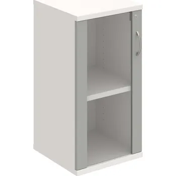 Policová skříň SZ 2 40 02 L – Skříň policová dvéřová 76,8 × 40 cm - Šedá , Bílá , USN – Hobis