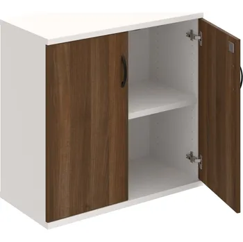 Policová skříň SZ 2 80 01 – Skříň policová dvéřová 76,8 × 80 cm - Ořech , Bílá , UCO – černá