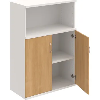 Policová skříň S 3 80 02 – Skříň policová dvéřová 115,2 × 80 cm - Dub , Bílá , USN – Hobis