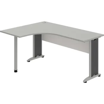 Psací stůl CE 60 P – Stůl ergo pravý 160 × 120 cm - Šedá , Bílá , Šedý kov