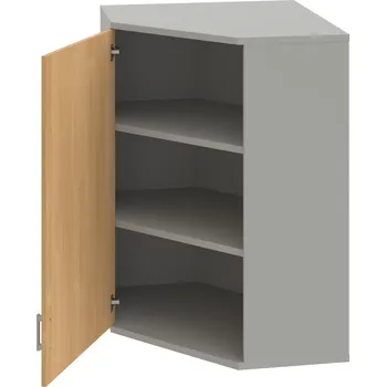 Policová skříň SRV 3 01 L H – Skříň vnitřní roh levá 115,2 cm - Dub , Šedá , USH – hranatá