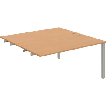 Psací stůl USD 1600 R – Stůl pracovní 160 × 160 cm, k řetězení - Buk , Šedý kov