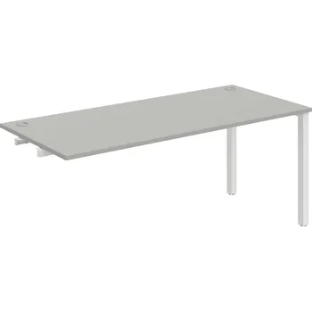 Psací stůl US 1800 R – Stůl pracovní délky 180 cm, k řetězení - Šedá , Bílý kov