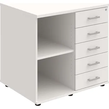 SPKZ 3 80 60 P N – Skříňka ke stolu, pravá, s centrálním zamykáním - Bílá , Bílá , USH – hranatá