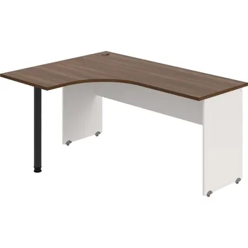 Psací stůl GE 60 P – Stůl ergo pravý 160 × 120 cm - Ořech , Bílá , Černý kov