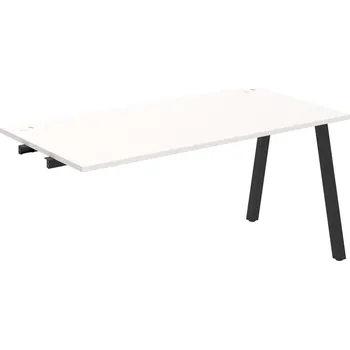 Psací stůl US A 1600 R – Stůl pracovní délky 160 cm, k řetězení - Bílá , Černý kov