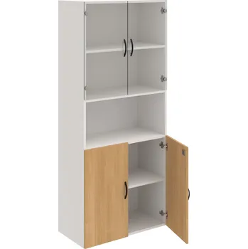 Policová skříň DZ 5 80 07 – Skříň policová dvéřová 185 × 80 cm - Dub , Bílá , UCO – černá