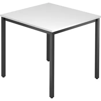 Jednací stůl Konferenční stolek, čtvercový, čtyři nohy, 800 x 800 x 720 mm, bílý/černý