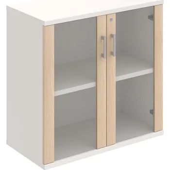 Policová skříň SZ 2 80 02 – Skříň policová dvéřová 76,8 × 80 cm - Akát , Bílá , USH – hranatá