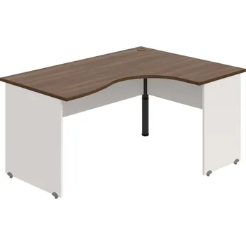 Psací stůl GE 2005 L – Stůl ergo levý 160 × 120 cm - Ořech , Bílá , Černý kov