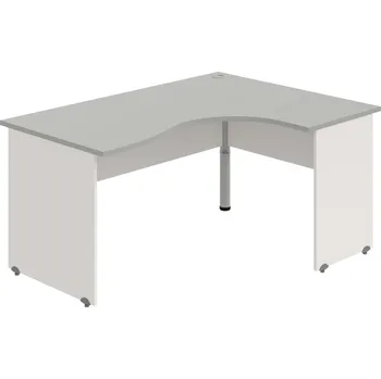 Psací stůl GE 2005 L – Stůl ergo levý 160 × 120 cm - Šedá , Bílá , Šedý kov