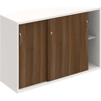 Policová skříň SZ 2 120 02 – Skříňka s posuv. dveřmi 76,8 × 120 cm - Ořech , Bílá , USN – Hobis