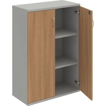 Policová skříň SZ 3 80 01 – Skříň policová dvéřová 115,2 × 80 cm - Višeň , Šedá , USN – Hobis