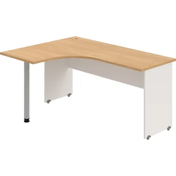 Psací stůl GE 60 P – Stůl ergo pravý 160 × 120 cm - Dub , Bílá , Šedý kov