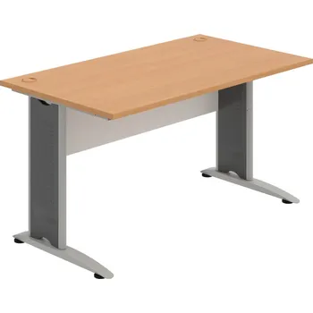 Psací stůl CS 1400 – Stůl pracovní rovný 140 cm - Buk , Bílá , Šedý kov