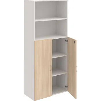 Policová skříň DZ 5 80 04 – Skříň policová dvéřová 185 × 80 cm - Akát , Bílá , USN – Hobis