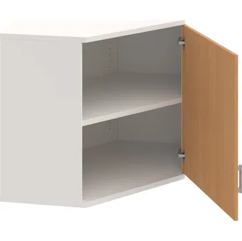 Policová skříň SRV 2 01 P H – Skříň vnitřní roh pravá 76,8 cm - Buk , Bílá , USH – hranatá