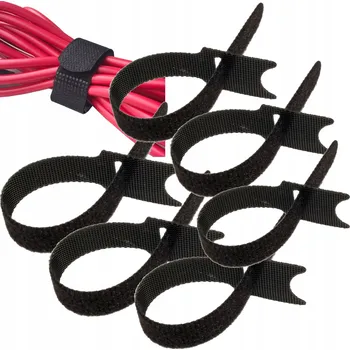 Organizace kabelů Stahovací pásky na kabely Wobell 8023 se suchým zipem, černé, 200x12 mm, 6 kusů