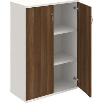 Policová skříň S 3 80 01 – Skříň policová dvéřová 115,2 × 80 cm - Ořech , Bílá , USN – Hobis