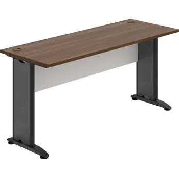 Psací stůl CE 1600 – Stůl pracovní rovný 160 cm, hl. 60 cm - Ořech , Bílá , Černý kov
