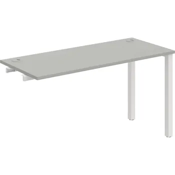 Psací stůl UE 1400 R – Stůl pracovní délky 140 cm, hl. 60 cm, k řetězení - Šedá , Bílý kov