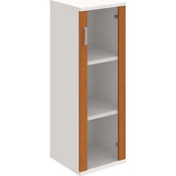 Policová skříň S 3 40 02 P – Skříň policová dvéřová 115,2 × 40 cm - Třešeň , Bílá , USH – hranatá