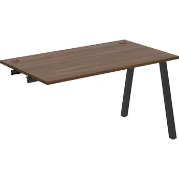 Psací stůl US A 1400 R – Stůl pracovní délky 140 cm, k řetězení - Ořech , Černý kov