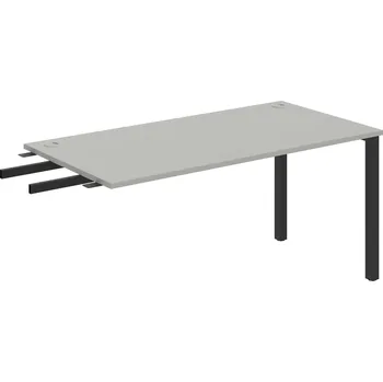 Psací stůl US 1600 RU – Stůl pracovní délky 160 cm, k řetězení - Šedá , Černý kov