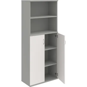 Policová skříň S 5 80 04 – Skříň policová dvéřová 192 × 80 cm - Bílá , Šedá , USN – Hobis