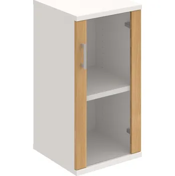 Policová skříň S 2 40 02 P – Skříň policová dvéřová 76,8 × 40 cm - Dub , Bílá , USH – hranatá