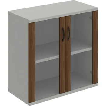 Policová skříň S 2 80 02 – Skříň policová dvéřová 76,8 × 80 cm - Ořech , Šedá , UCO – černá