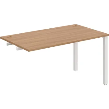 Psací stůl US 1400 R – Stůl pracovní délky 140 cm, k řetězení - Višeň , Bílý kov