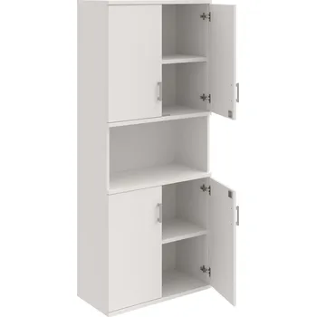 Policová skříň SZ 5 80 05 – Skříň policová dvéřová 192 × 80 cm - Bílá , Bílá , USH – hranatá