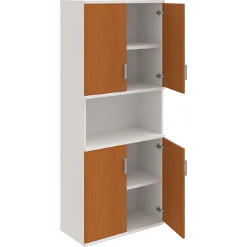 Policová skříň S 5 80 05 – Skříň policová dvéřová 192 × 80 cm - Třešeň , Bílá , USH – hranatá