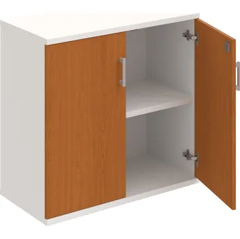 Policová skříň SZ 2 80 01 – Skříň policová dvéřová 76,8 × 80 cm - Třešeň , Bílá , USH – hranatá