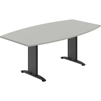 Jednací stůl FJ 200 – Stůl jednací sud 200 cm - Šedá , Černý kov