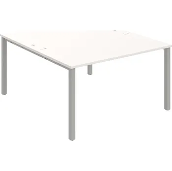 Psací stůl USD 1400 – Stůl pracovní 140 × 160 cm - Bílá , Šedý kov