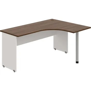 Psací stůl GE 60 L – Stůl ergo levý 160 × 120 cm - Ořech , Bílá , Šedý kov