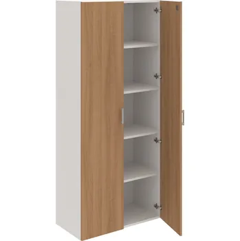 Policová skříň DZ 5 80 00 – Skříň policová dvéřová 185 × 80 cm - Višeň , Bílá , USH – hranatá