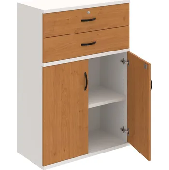 Policová skříň SZ 3 80 03 – Skříň policová zásuvková 115,2 × 80 cm - Olše , Bílá , UCO – černá