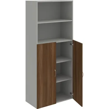 Policová skříň D 5 80 04 – Skříň policová dvéřová 185 × 80 cm - Ořech , Šedá , USN – Hobis