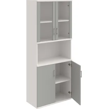 Policová skříň S 5 80 07 – Skříň policová dvéřová 192 × 80 cm - Šedá , Bílá , USH – hranatá