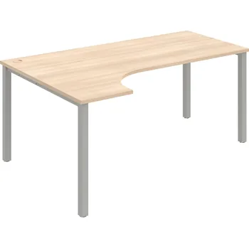 Psací stůl UE 1800 P – Stůl ergo pravý 180 × 120 cm - Akát , Šedý kov