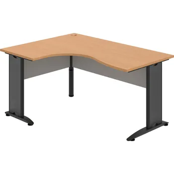 Psací stůl CE 2005 P – Stůl ergo pravý 160 × 120 cm - Buk , Šedá , Černý kov